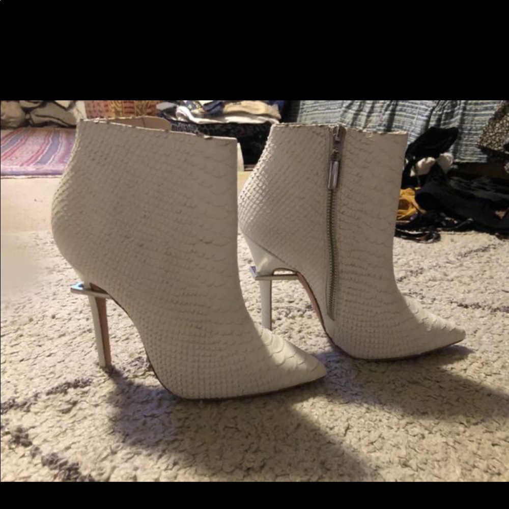 Never been worn white snakeskin booties St Studio